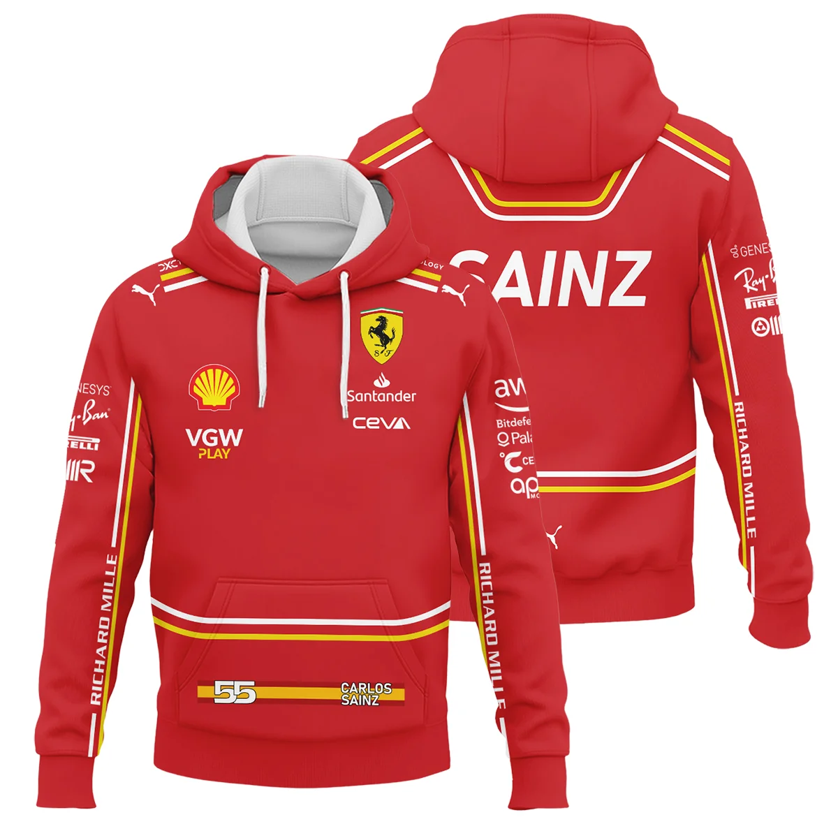 2024 Carlos Sainz Racing Suit Ferrari F1 Hoodie BLVACS190825A8HD - Pit Lane Clothing