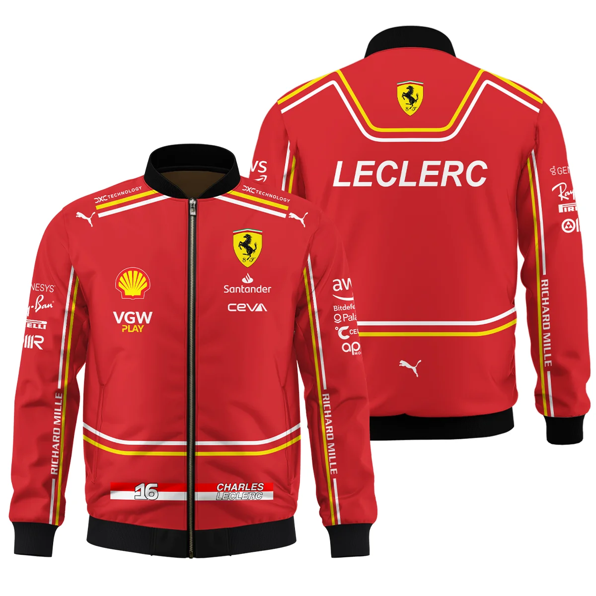 2024 Charles Leclerc Racing Suit Ferrari F1 Bomber BLVACL260825A4BB - Race Day Outfit