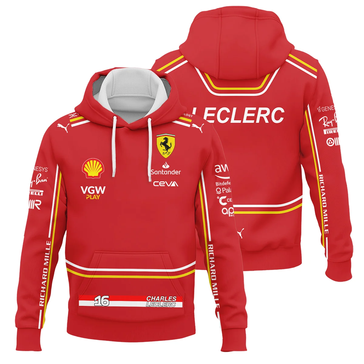 2024 Charles Leclerc Racing Suit Ferrari F1 Hoodie BLVACL260825A4HD - Motorsport Lifestyle Wear