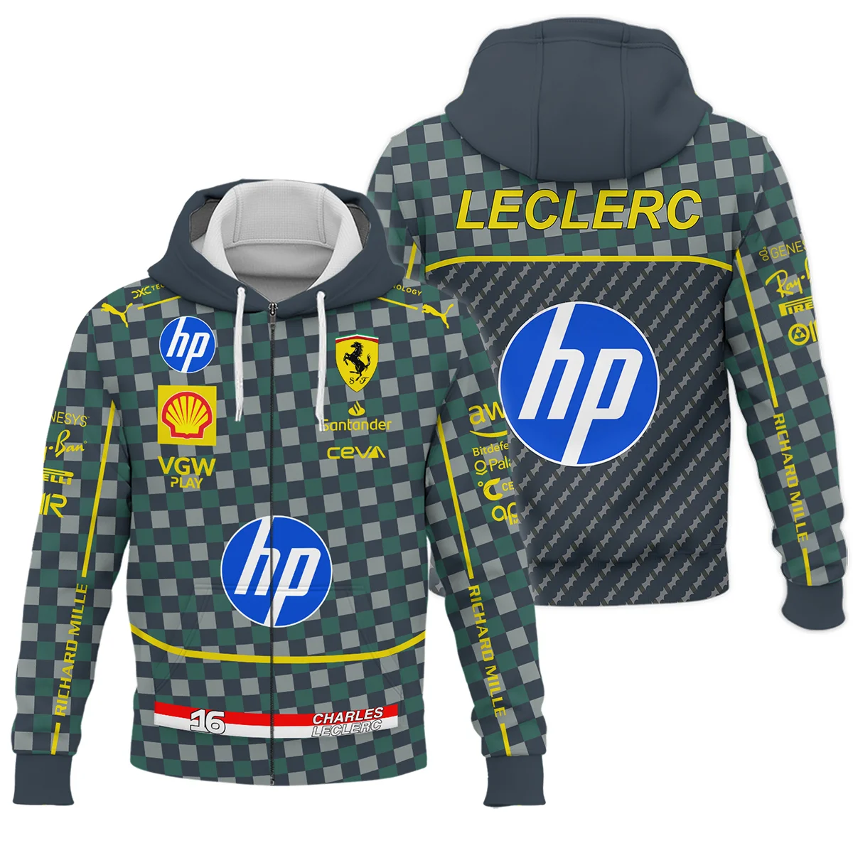 2024 Italian GP Charles Leclerc Racing Suit Ferrari F1 Zipper Hoodie BLVACL190825A14ZHD - Pit Lane Clothing