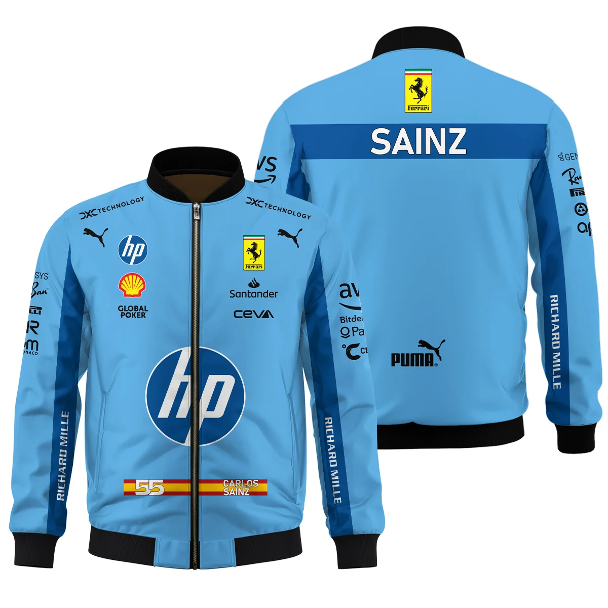 2024 Miami GP Carlos Sainz Racing Suit Ferrari F1 Bomber BLVACS190825A6BB - Motorsport Lifestyle Wear