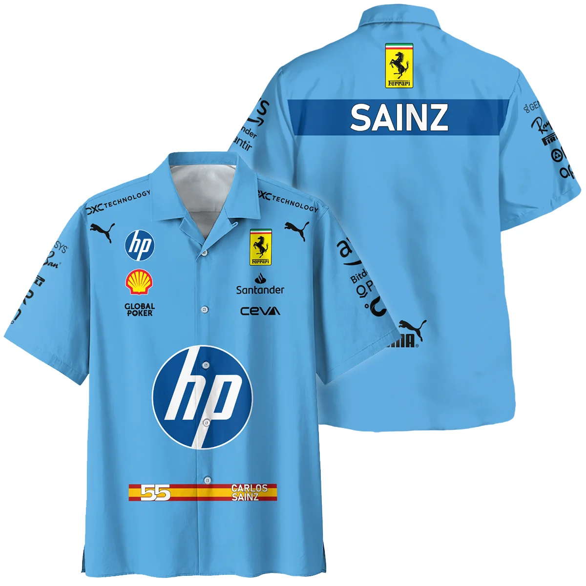 2024 Miami GP Carlos Sainz Racing Suit Ferrari F1 Hawaiian Shirt BLVACS190825A6HW - Motorsport Apparel