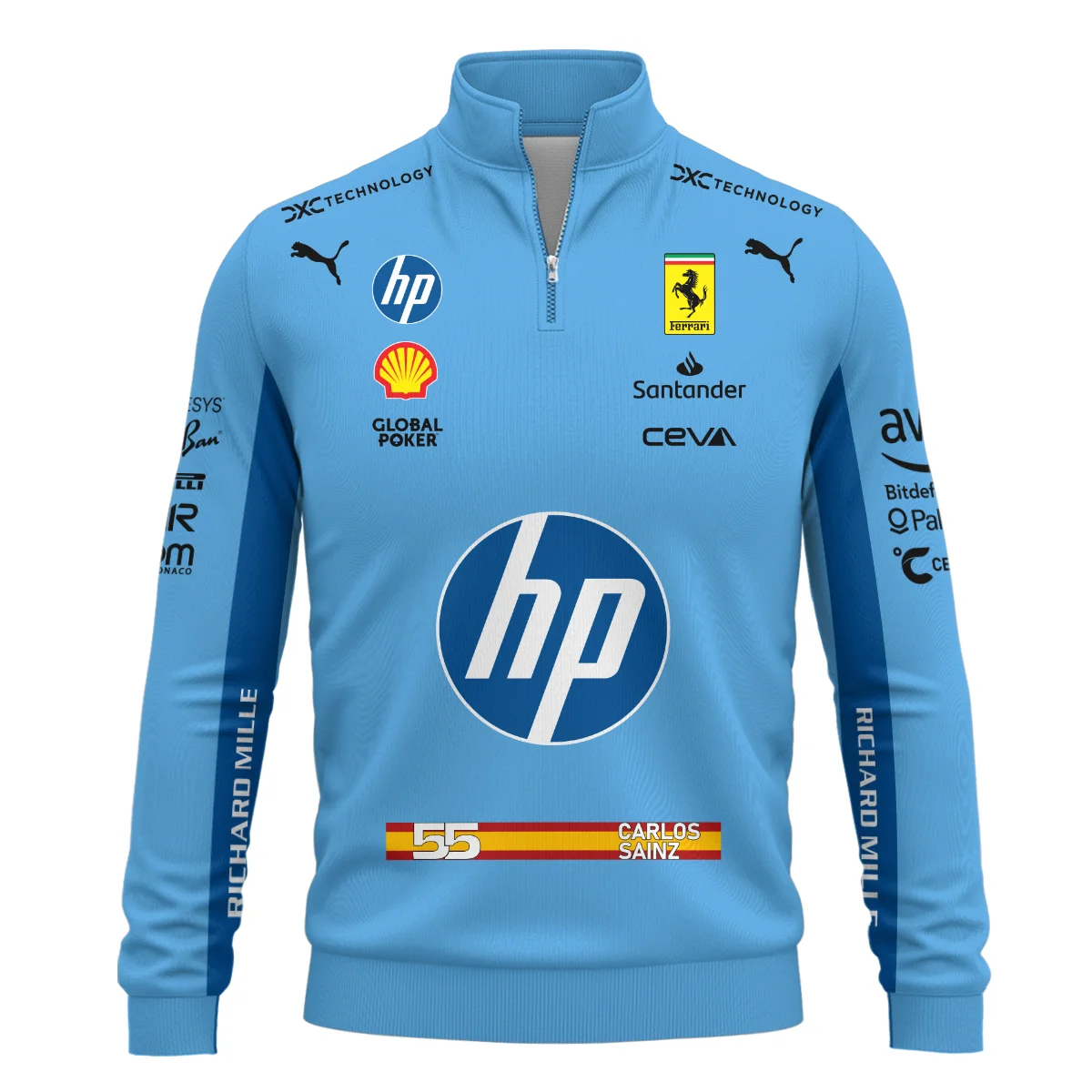 2024 Miami GP Carlos Sainz Racing Suit Ferrari F1 Quarter-Zip Sweatshirt BLVACS190825A6QZS - Image 2