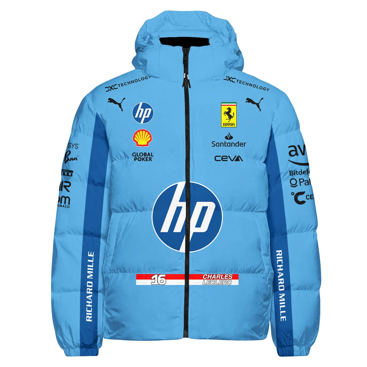 2024 Miami GP Charles Leclerc Racing Suit Ferrari F1 Down & Puffer Jackets BLVACL190825A15HCJ - Image 2