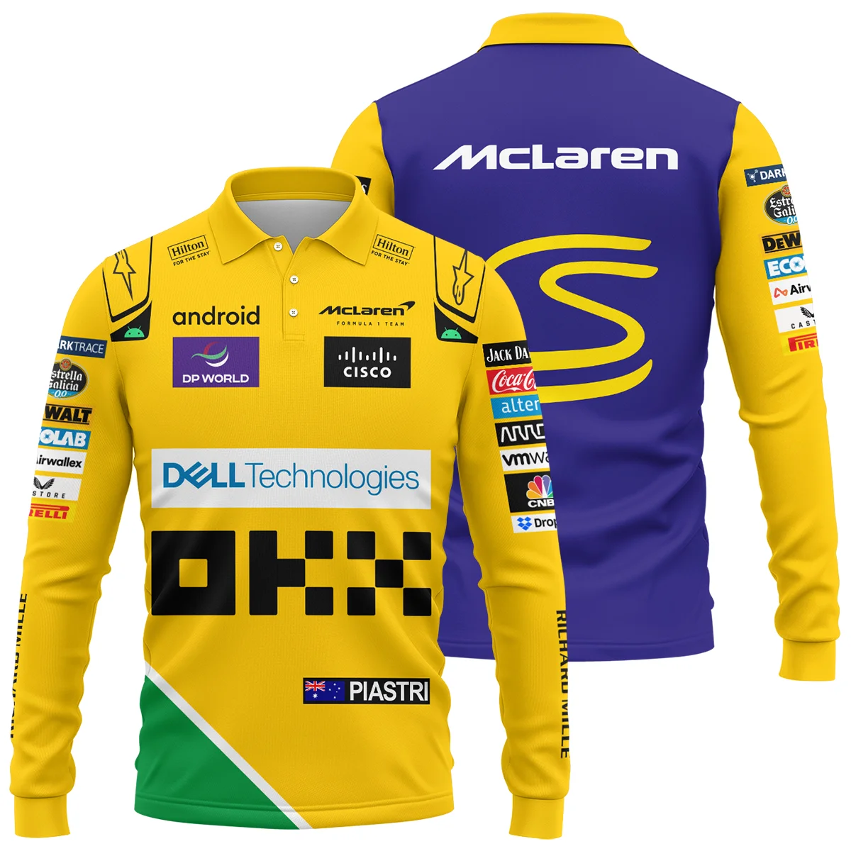 2024 Monaco GP Oscar Piastri Racing Suit McLaren F1 Long Polo Shirt BLVAOP150825A6LPL - Formula Racing Apparel