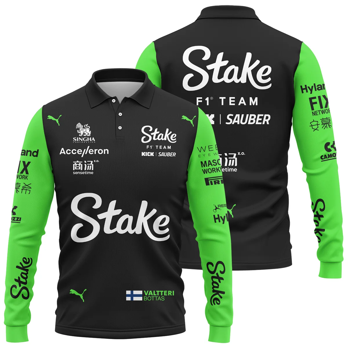 2024 Valtteri Bottas Racing Suit Kick Sauber F1 Long Polo Shirt BLVAVB130925A4LPL - Motorsport Lifestyle Wear