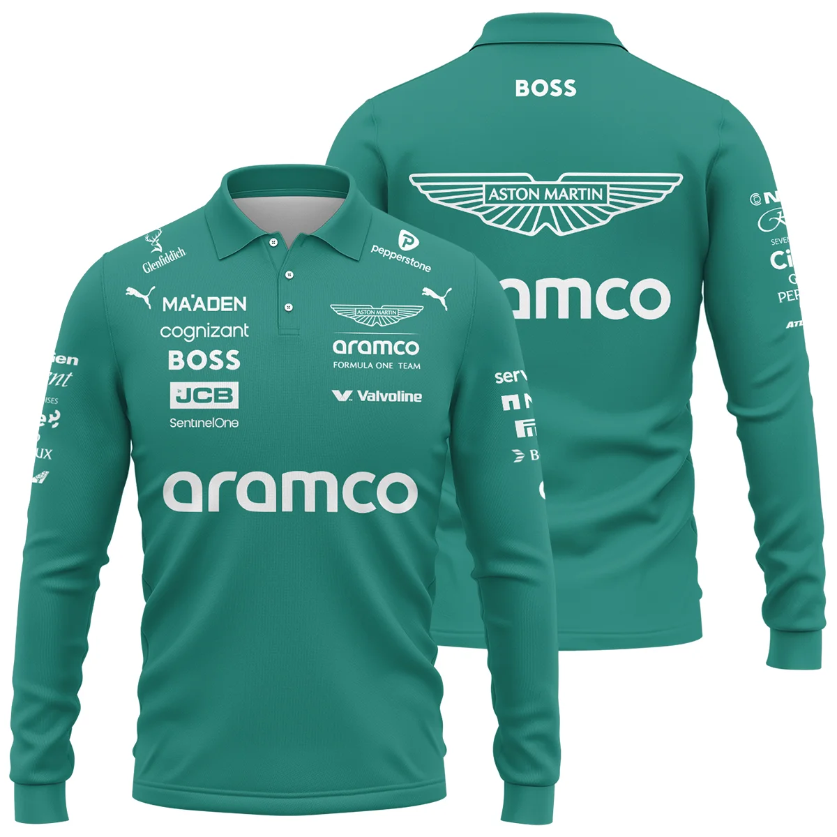 2025 Aston Martin F1 Race Suit Long Polo Shirt BLVA120725A04AMLPL - Racing Lifestyle Clothing