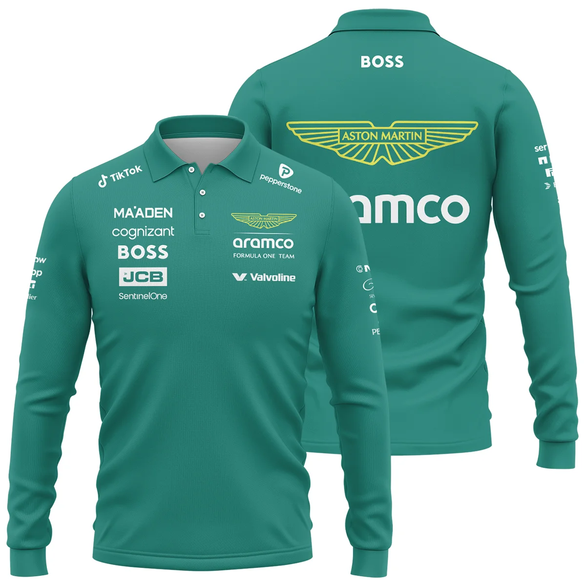 2025 Aston Martin F1 Team Suit Long Polo Shirt BLVA120725A01AMLPL