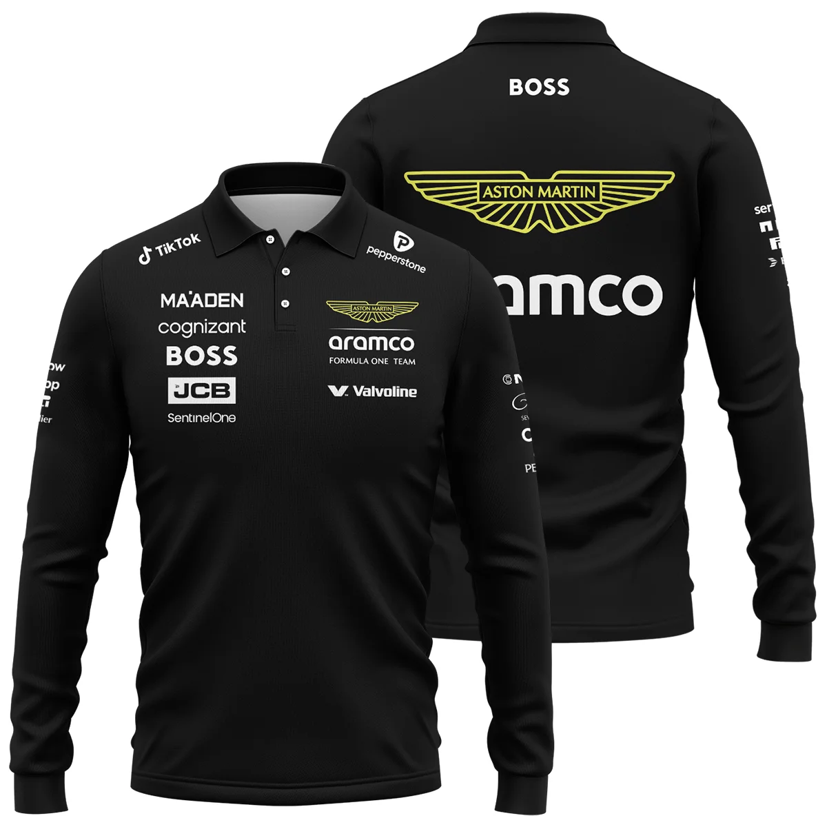 2025 Aston Martin F1 Team Suit Long Polo Shirt BLVA120725A02AMLPL