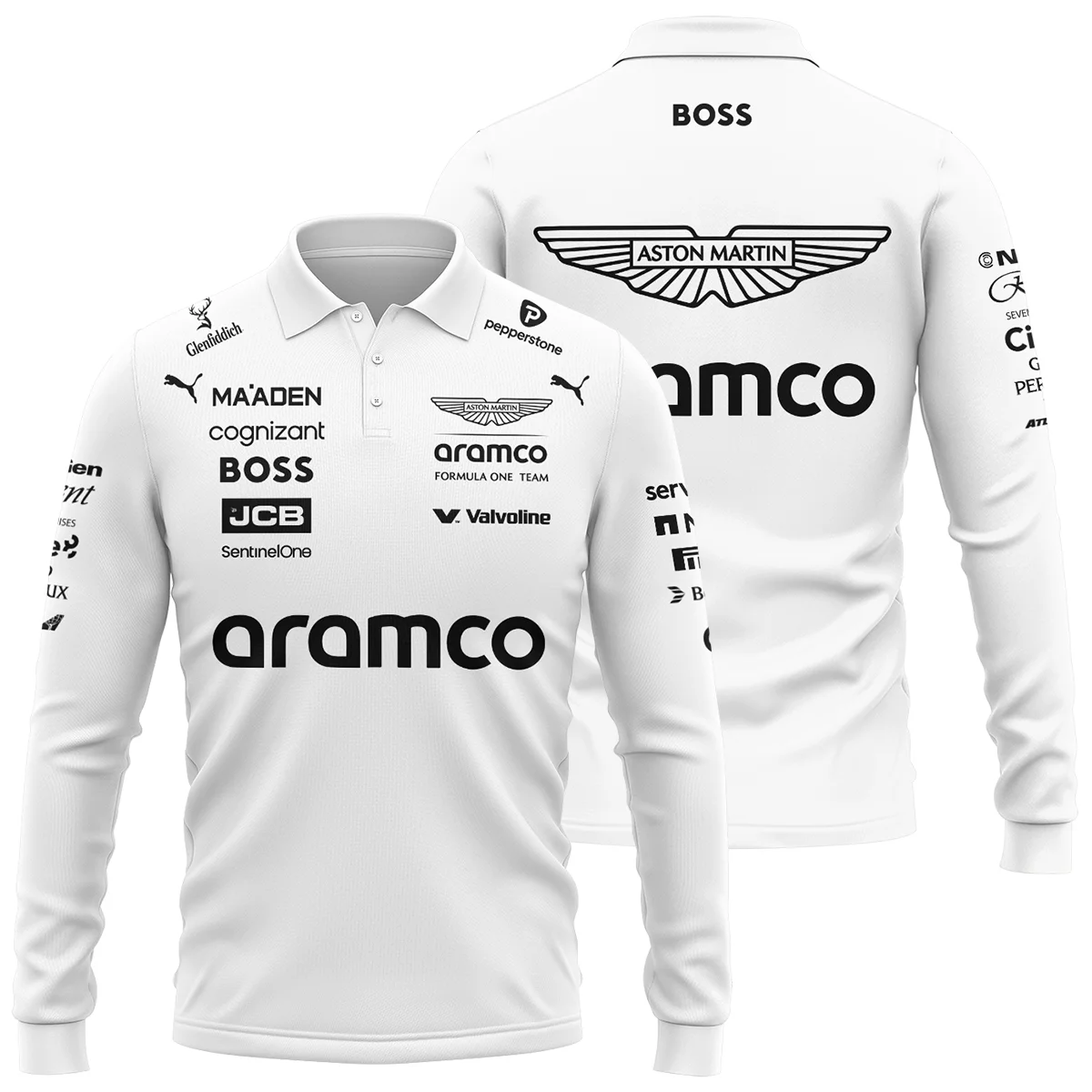 2025 Aston Martin F1 Team Suit Long Polo Shirt BLVA120725A06AMLPL