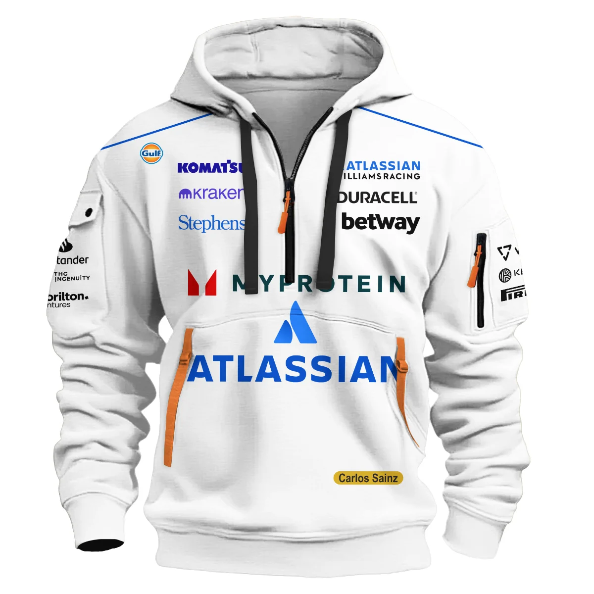 2025 Carlos Sainz Racing Suit Williams F1 Hoodie Half Zip BLVACS190825A12HDF - Image 2