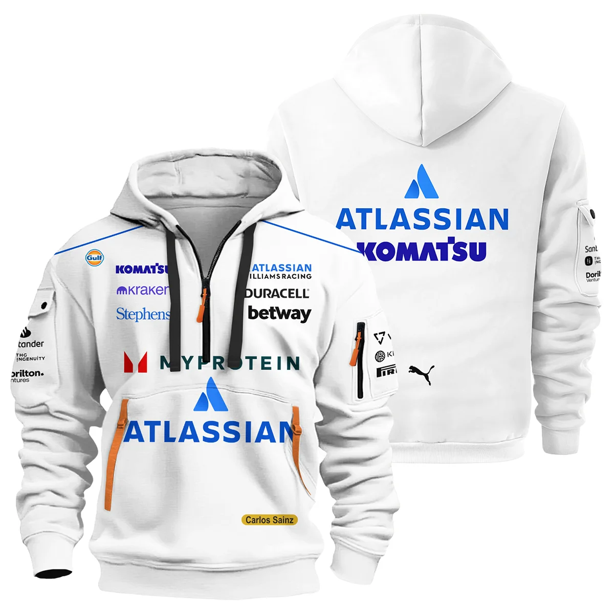 2025 Carlos Sainz Racing Suit Williams F1 Hoodie Half Zip BLVACS190825A12HDF