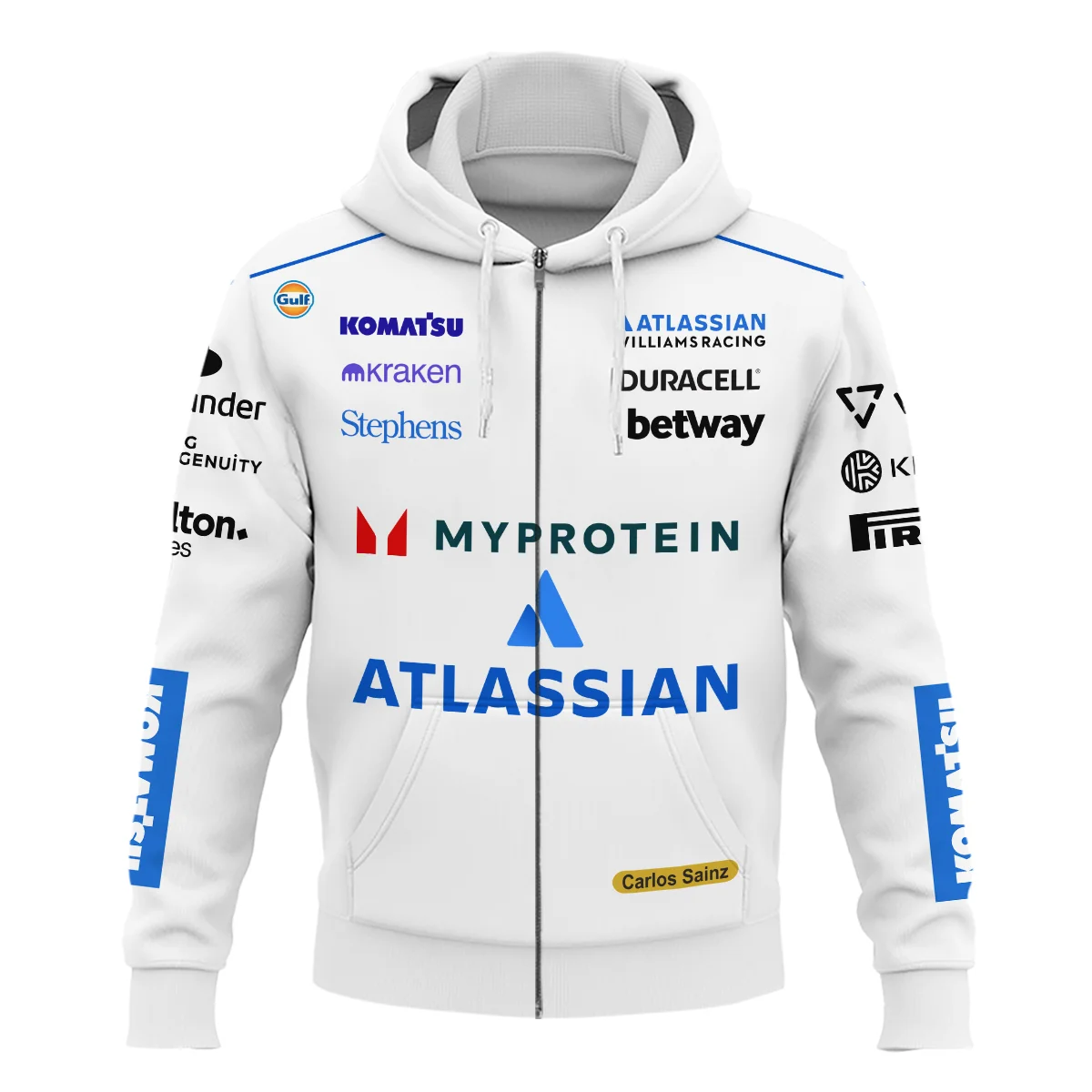 Alternative view of 2025 Carlos Sainz Racing Suit Williams F1 Zipper Hoodie BLVACS190825A12ZHD