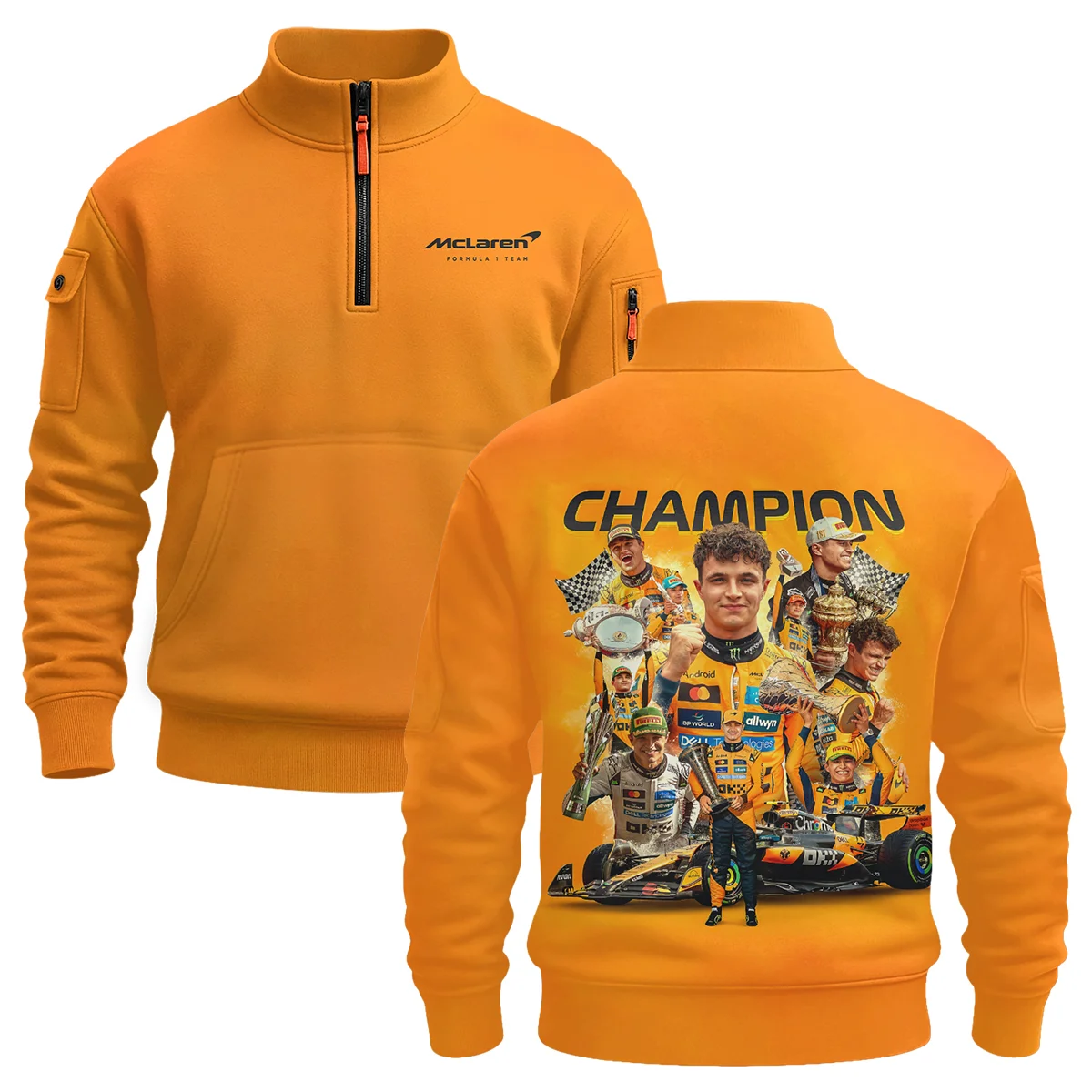 2025 Champion Lando Norris McLaren F1 Team Sweatshirt Zipper BLNRWDCA12SHZ - Motorsport Lifestyle Wear