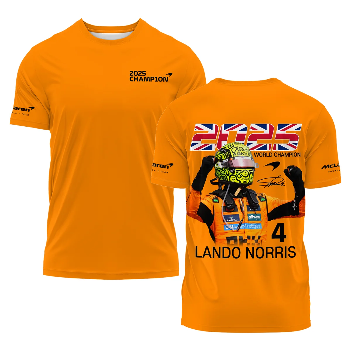 2025 Driver Champion Lando Norris McLaren F1 Team T-Shirt BLNRWDCA9TS