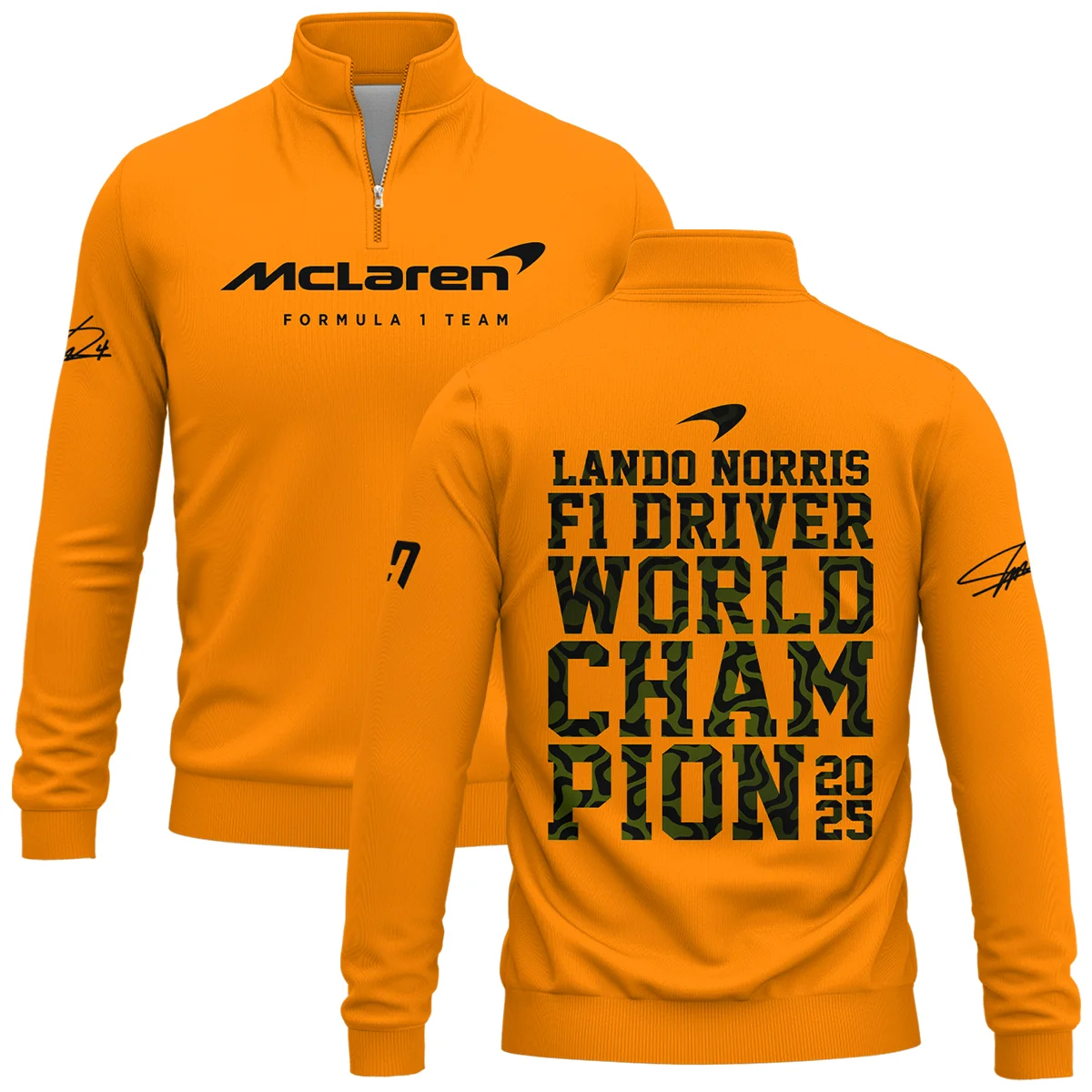 2025 F1 Driver Champion Lando Norris McLaren F1 Team Quarter-Zip Sweatshirt BLNRWDCA6QZS - Motorsport Lifestyle Wear