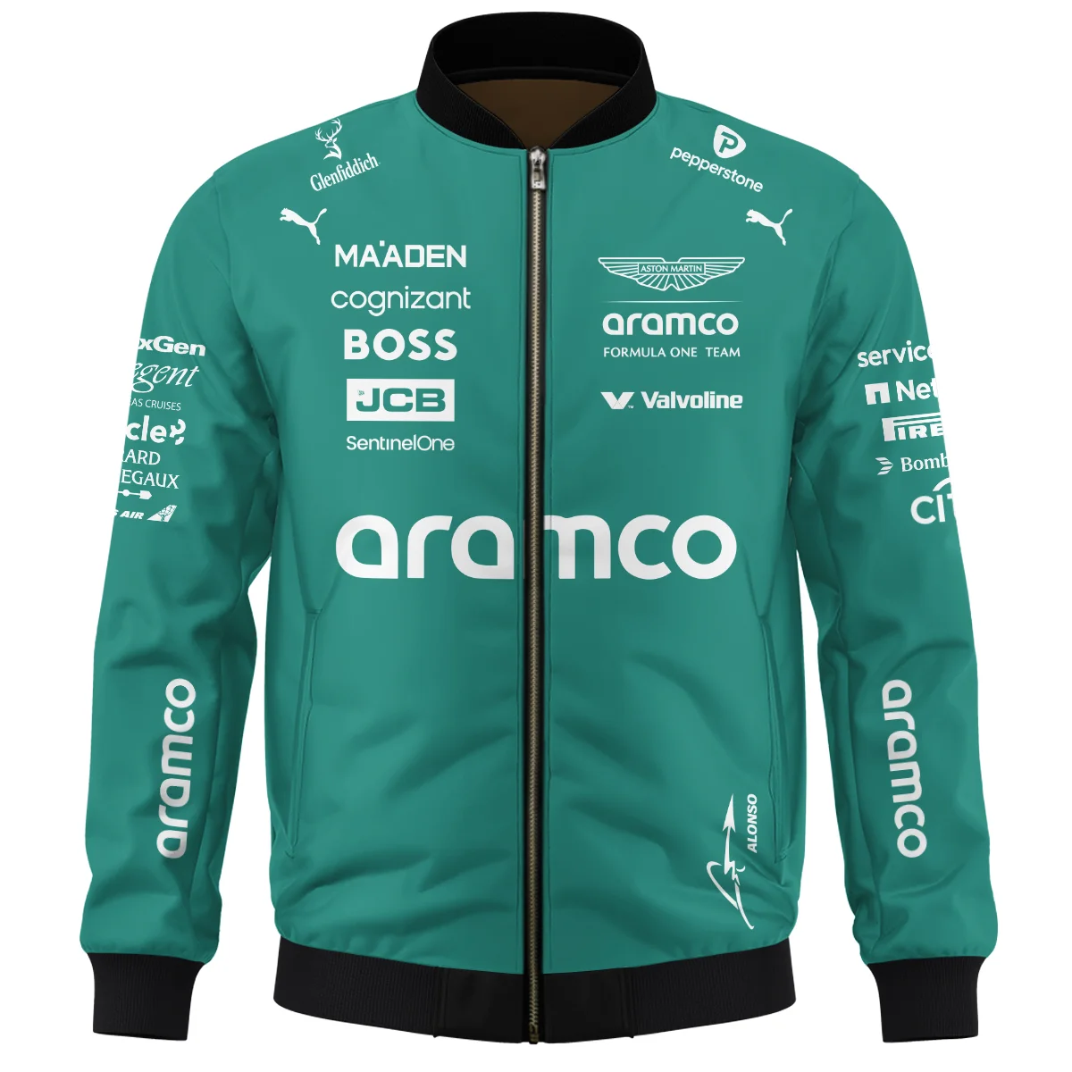 Alternative view of 2025 Fernando Alonso Racing Suit Aston Martin F1 Bomber BLVAFA030925A11BB