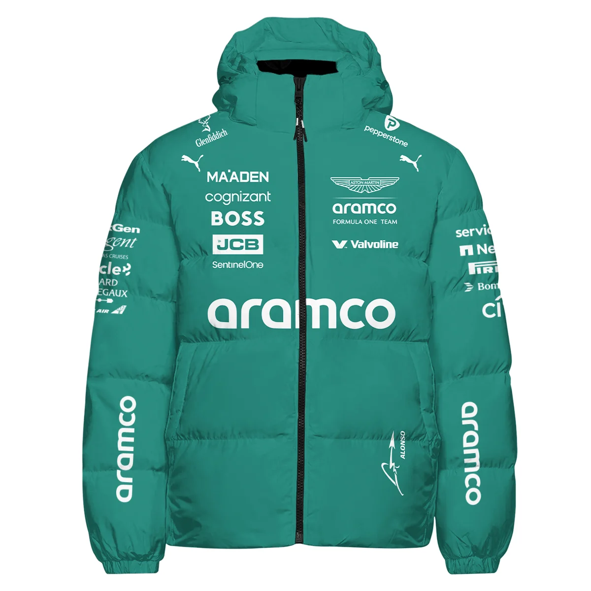 Alternative view of 2025 Fernando Alonso Racing Suit Aston Martin F1 Down & Puffer Jackets BLVAFA030925A11HCJ
