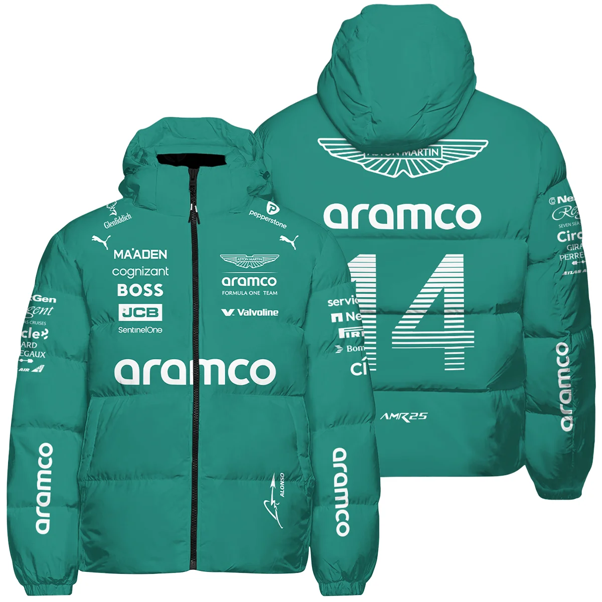 2025 Fernando Alonso Racing Suit Aston Martin F1 Down & Puffer Jackets BLVAFA030925A11HCJ