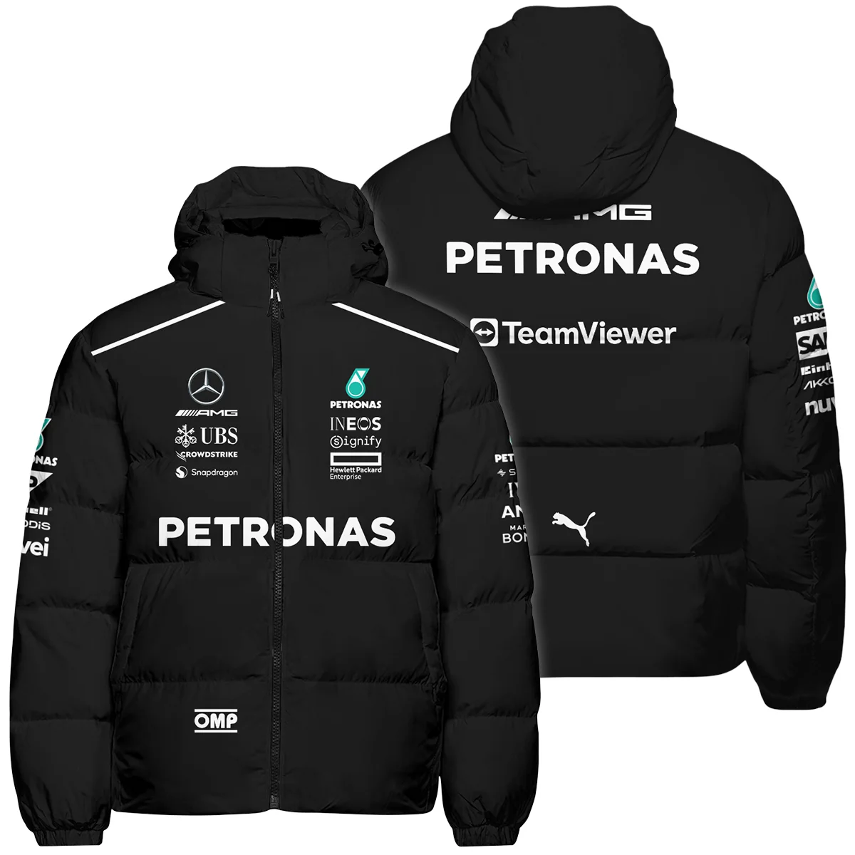 2025 George Russell Racing Suit Mercedes F1 Down & Puffer Jackets BLVAGR080925A1HCJ - Motorsport Lifestyle Wear