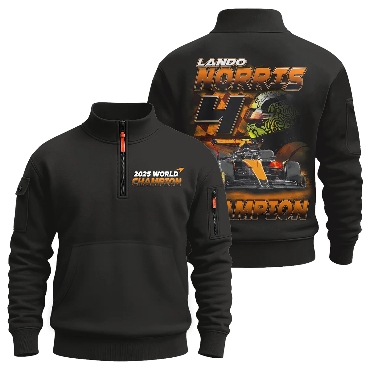 2025 Lando Norris 4 World Champion McLaren F1 Team Sweatshirt Zipper BLNRWDCA8SHZ - Race Day Design