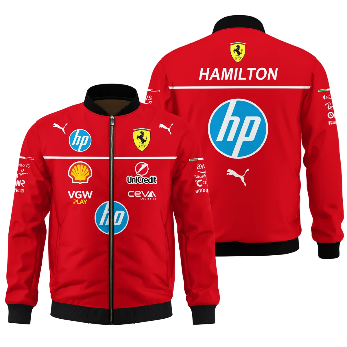 2025 Lewis Hamilton Racing Suit Ferrari F1 Bomber BLVALH180825A4BB - Race Day Outfit
