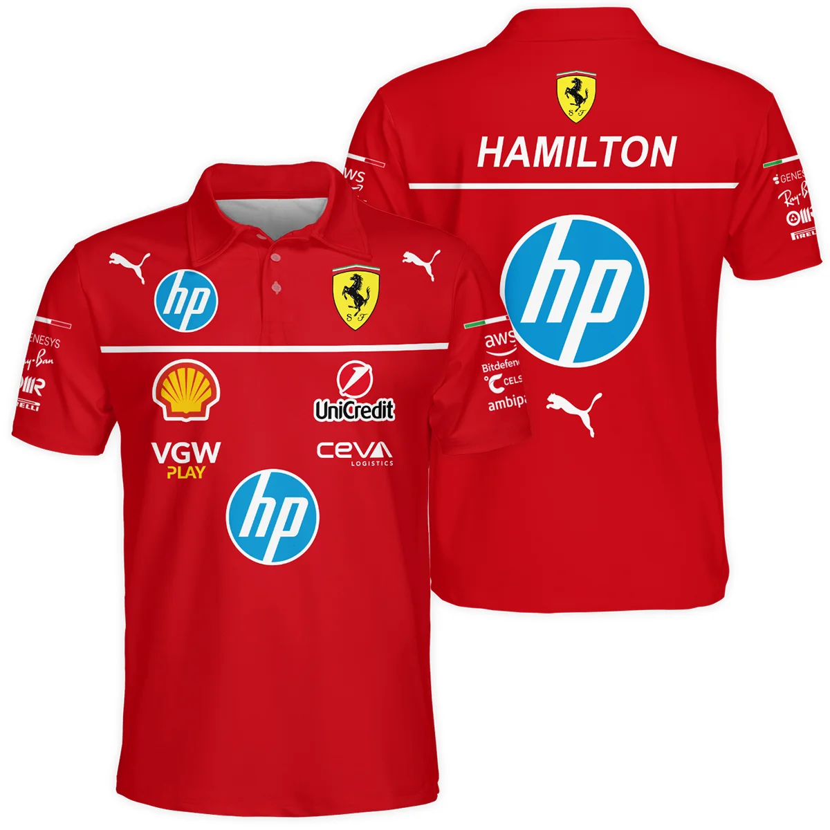 2025 Lewis Hamilton Racing Suit Ferrari F1 Polo Shirt BLVALH180825A4PL - Racing Lifestyle Clothing