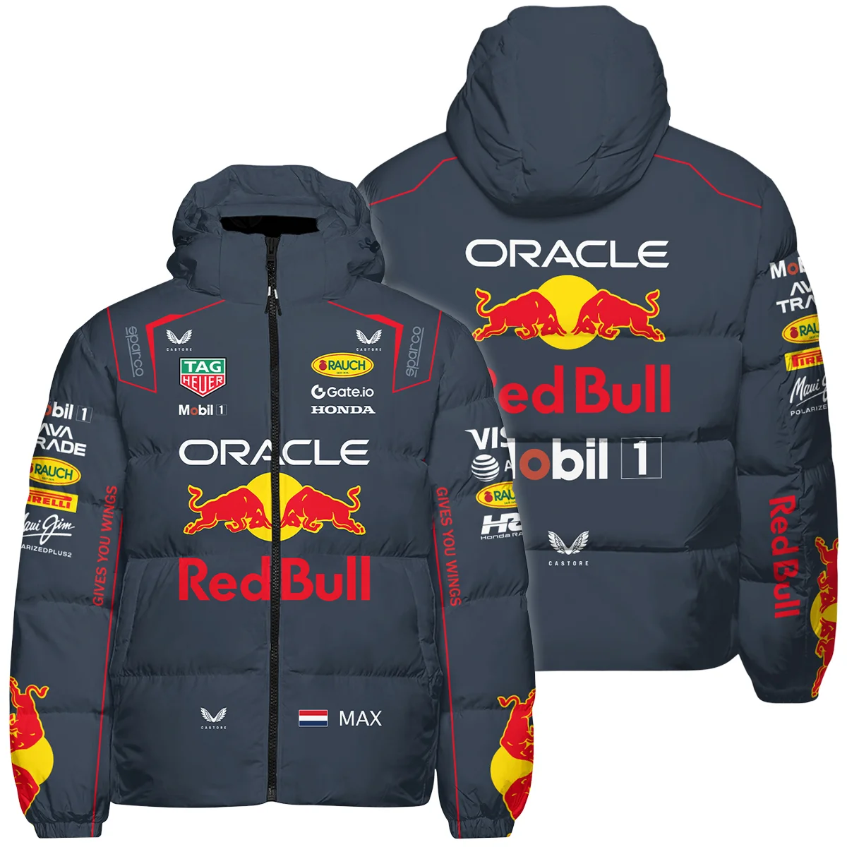 2025 Max Verstappen Racing Suit Red Bull Racing F1 Down & Puffer Jackets BLVAMV281125A2HCJ - Motorsport Apparel