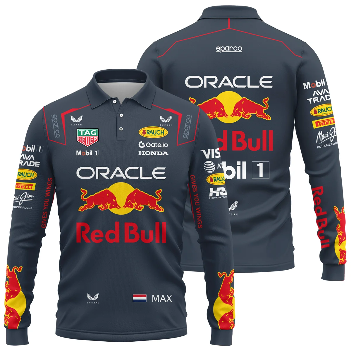 2025 Max Verstappen Racing Suit Red Bull Racing F1 Long Polo Shirt BLVAMV281125A2LPL - Race Day Outfit