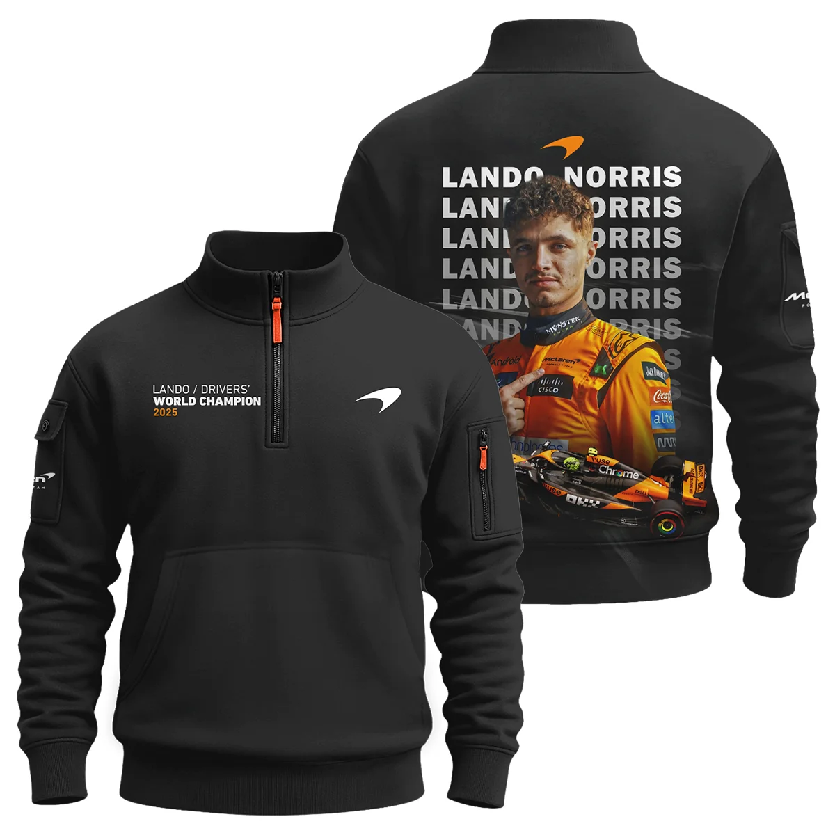 2025 MCL39 Champion Lando Norris McLaren F1 Team Sweatshirt Zipper BLNRWDCA13SHZ - Racing Lifestyle Clothing