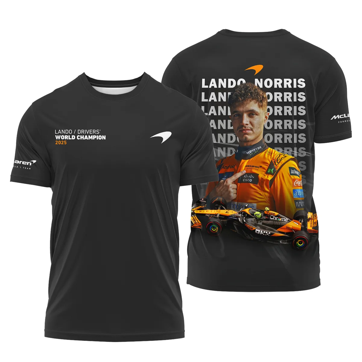 2025 MCL39 Champion Lando Norris McLaren F1 Team T-Shirt BLNRWDCA13TS - F1 Fan Gear