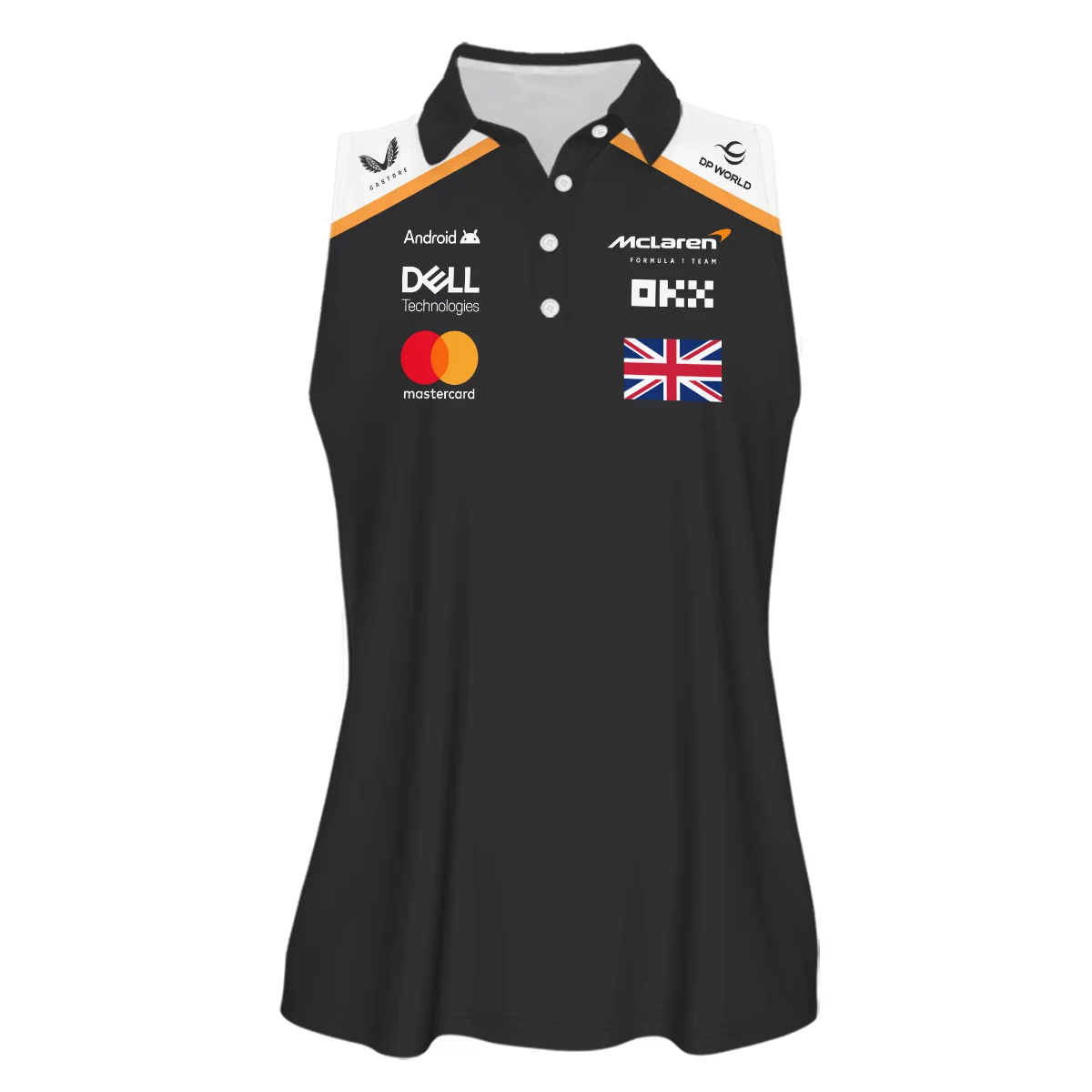 Alternative view of 2025 McLaren Black Sleeveless Polo For Fan Girl BLF120625A8VPO - Pit Lane Clothing
