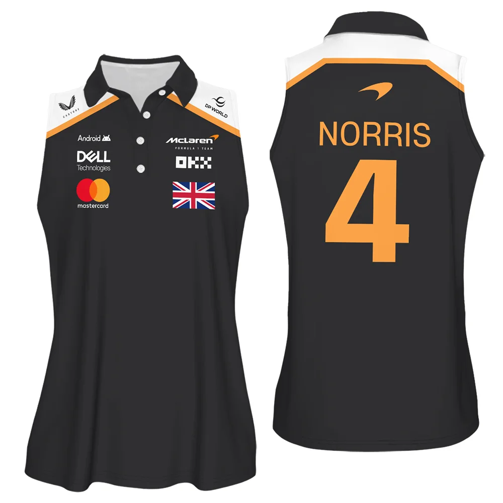 2025 McLaren Black Sleeveless Polo For Fan Girl BLF120625A8VPO - Pit Lane Clothing