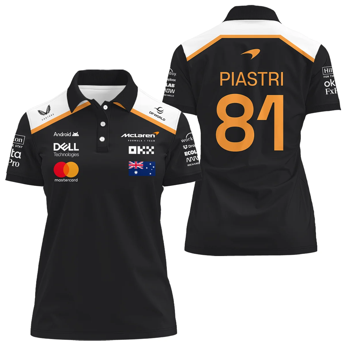 2025 McLaren Black Women Polo Shirt BLF120625A7PL