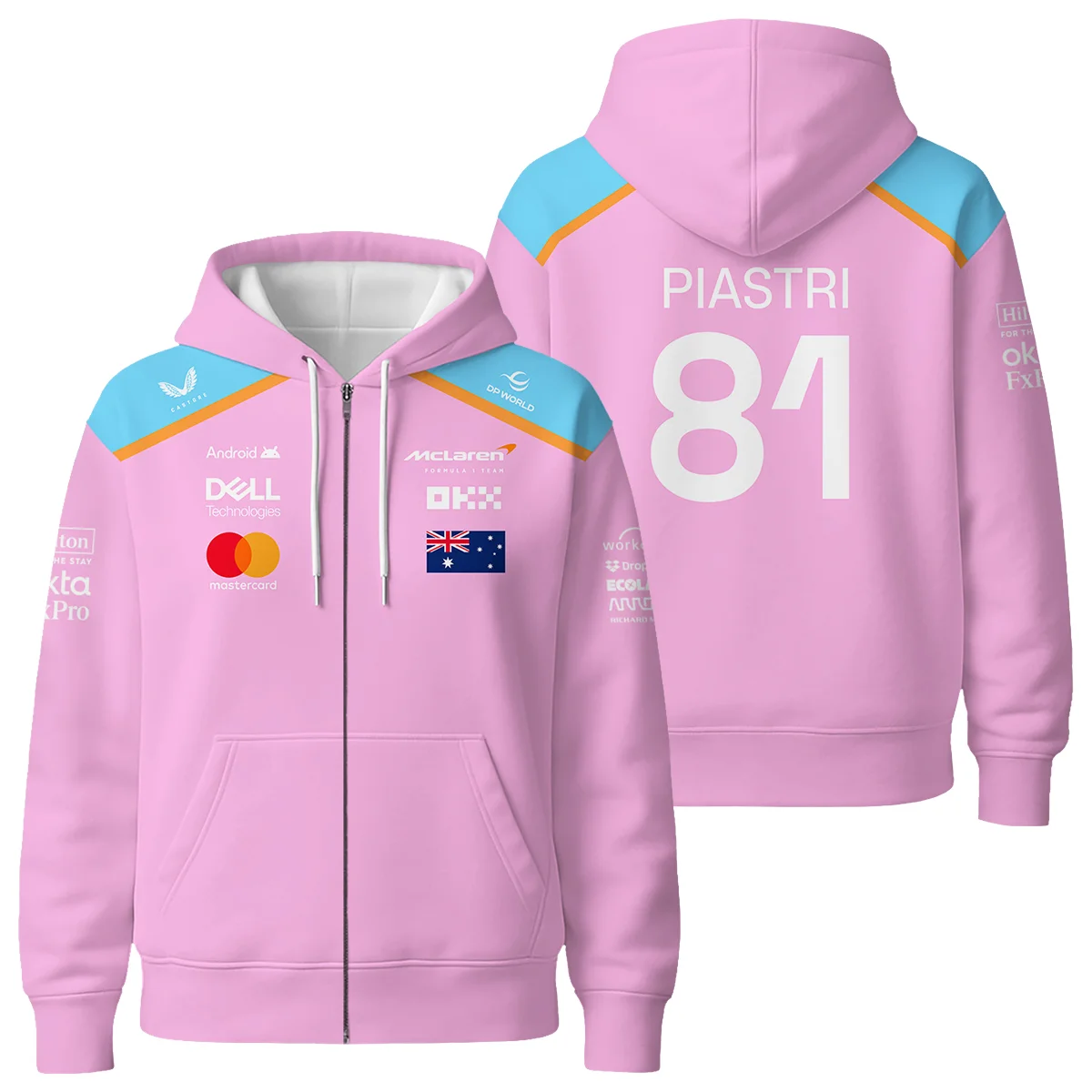 2025 McLaren Pink Unisex Zipper Hoodie BLF120625A1ZHD