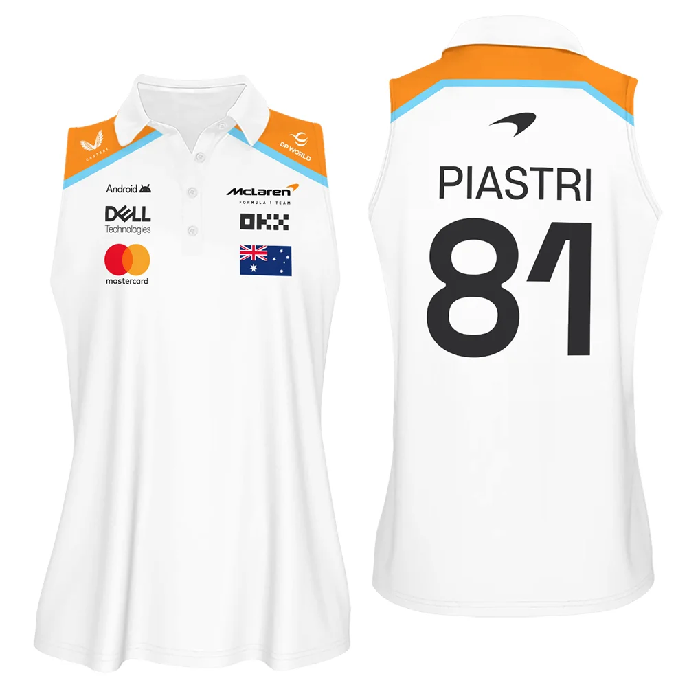 2025 McLaren White Sleeveless Polo For Fan Girl BLF120625A5VPO