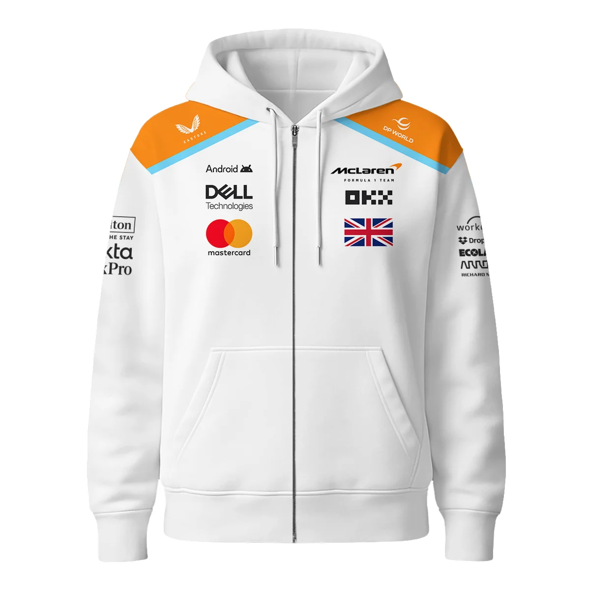 2025 McLaren White Unisex Zipper Hoodie BLF120625A6ZHD - Image 2