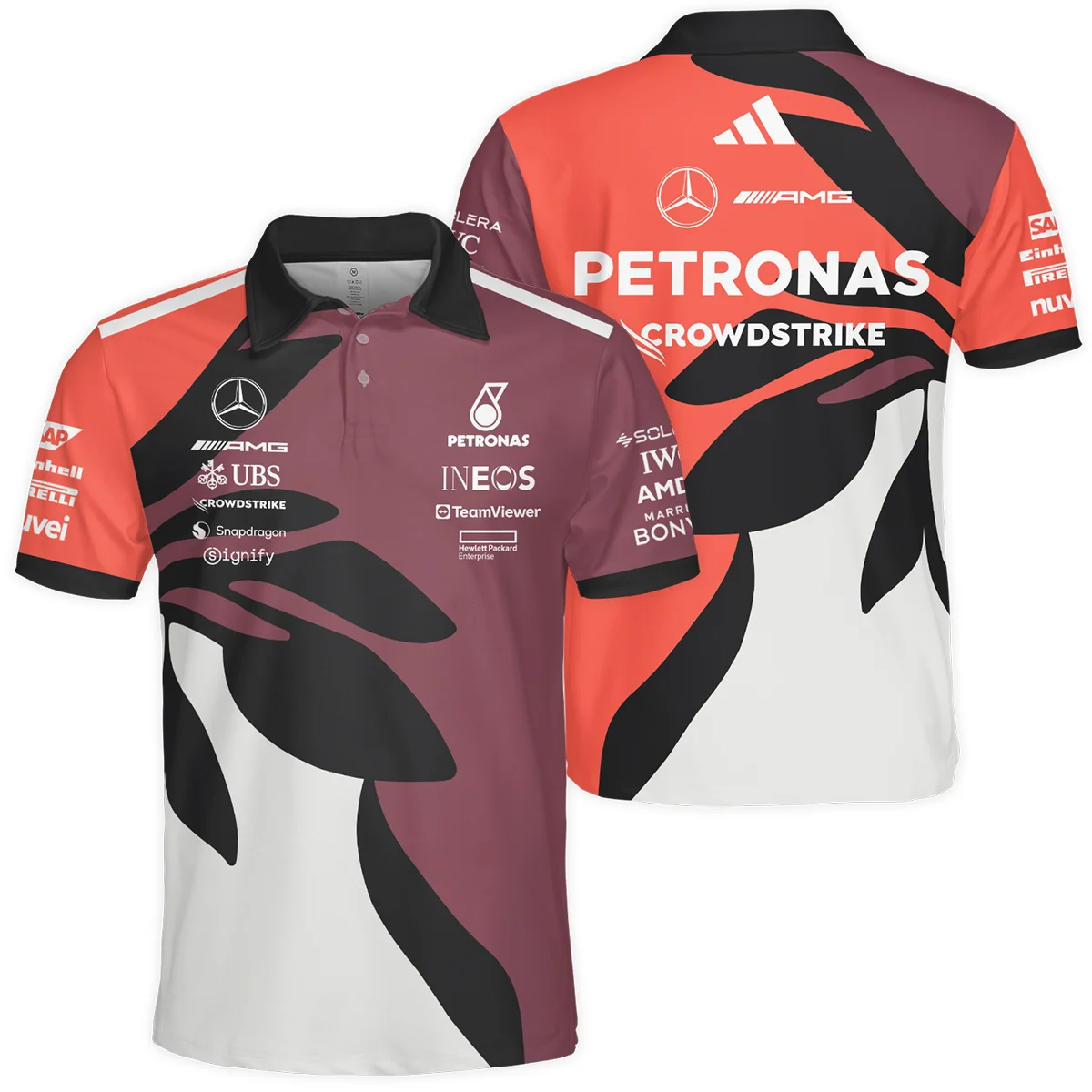 2025 Miami Floral Mercedes-AMG Petronas F1 Polo Shirt All Over Prints BLMER6525A3PL - Race Day Design