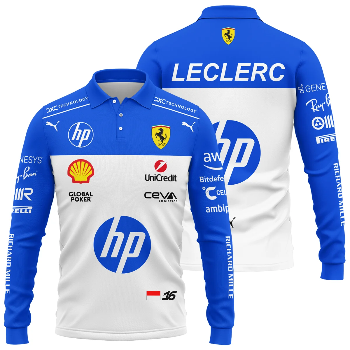 2025 Miami GP Charles Leclerc Racing Suit Renault F1 Long Polo Shirt BLVACL260825A1LPL - Motorsport Lifestyle Wear