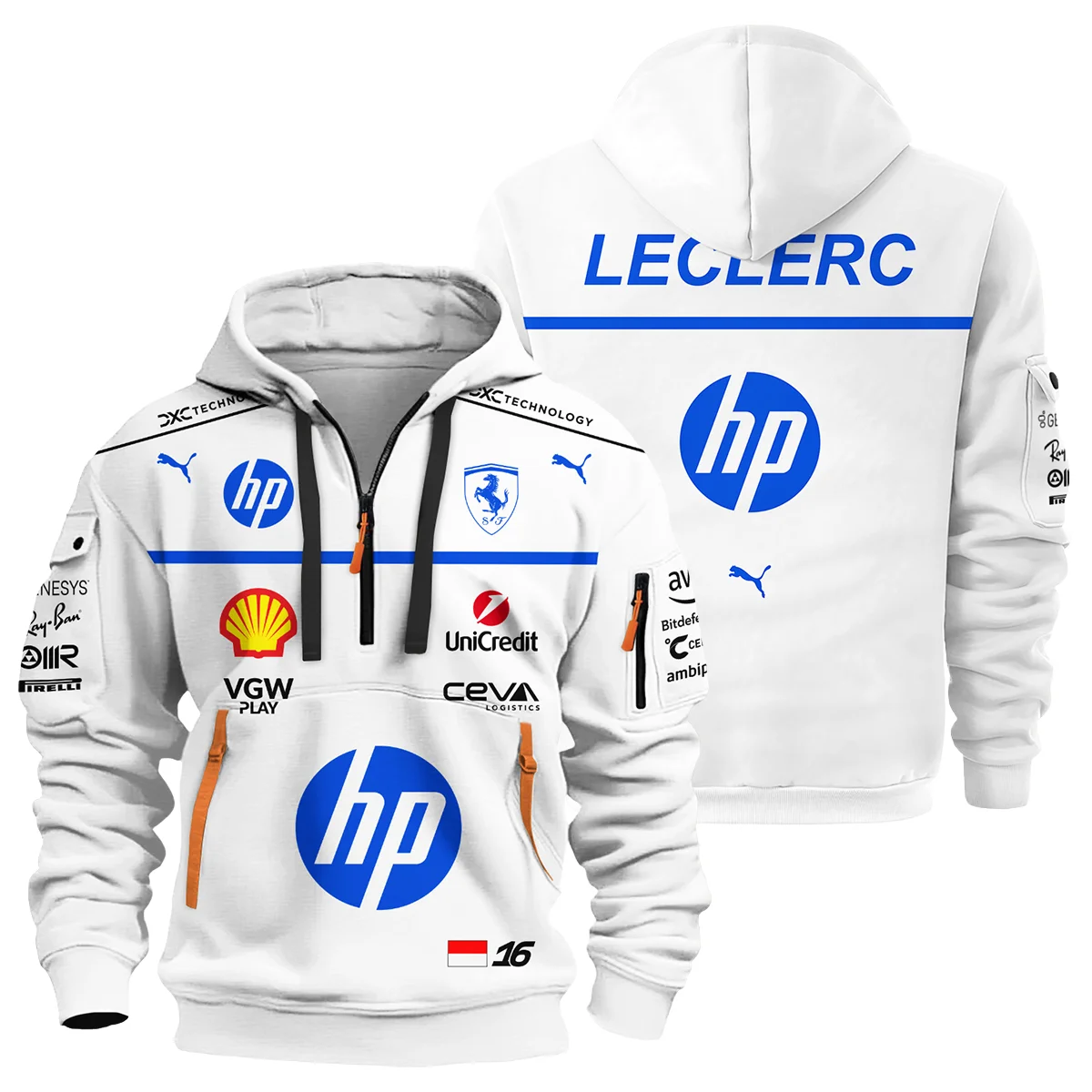 2025 Monaco GP Charles Leclerc Racing Suit Renault F1 Hoodie Half Zip BLVACL260825A2HDF - Motorsport Apparel