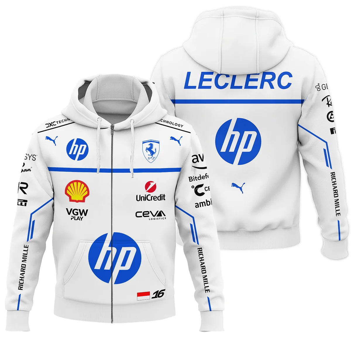 2025 Monaco GP Charles Leclerc Racing Suit Renault F1 Zipper Hoodie BLVACL260825A2ZHD - Formula Racing Apparel