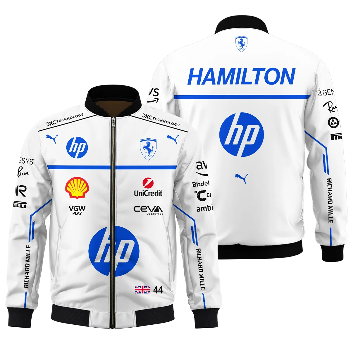 2025 Monaco GP Lewis Hamilton Racing Suit Ferrari F1 Bomber BLVALH180825A2BB - Pit Lane Clothing