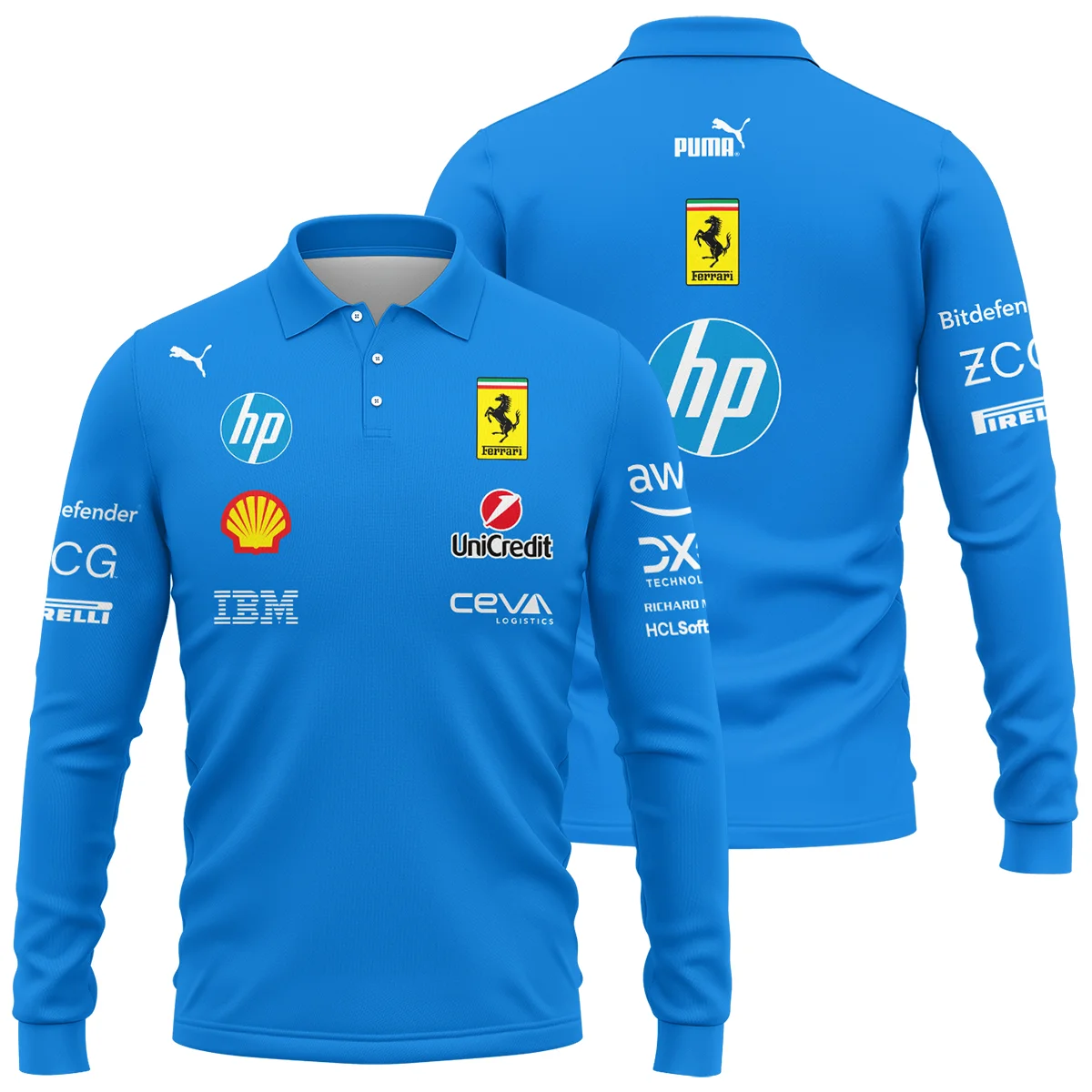 2025 Monza GP Racing Suit Ferrari F1 Long Polo Shirt BLVAFRR281125A1LPL - Race Day Design