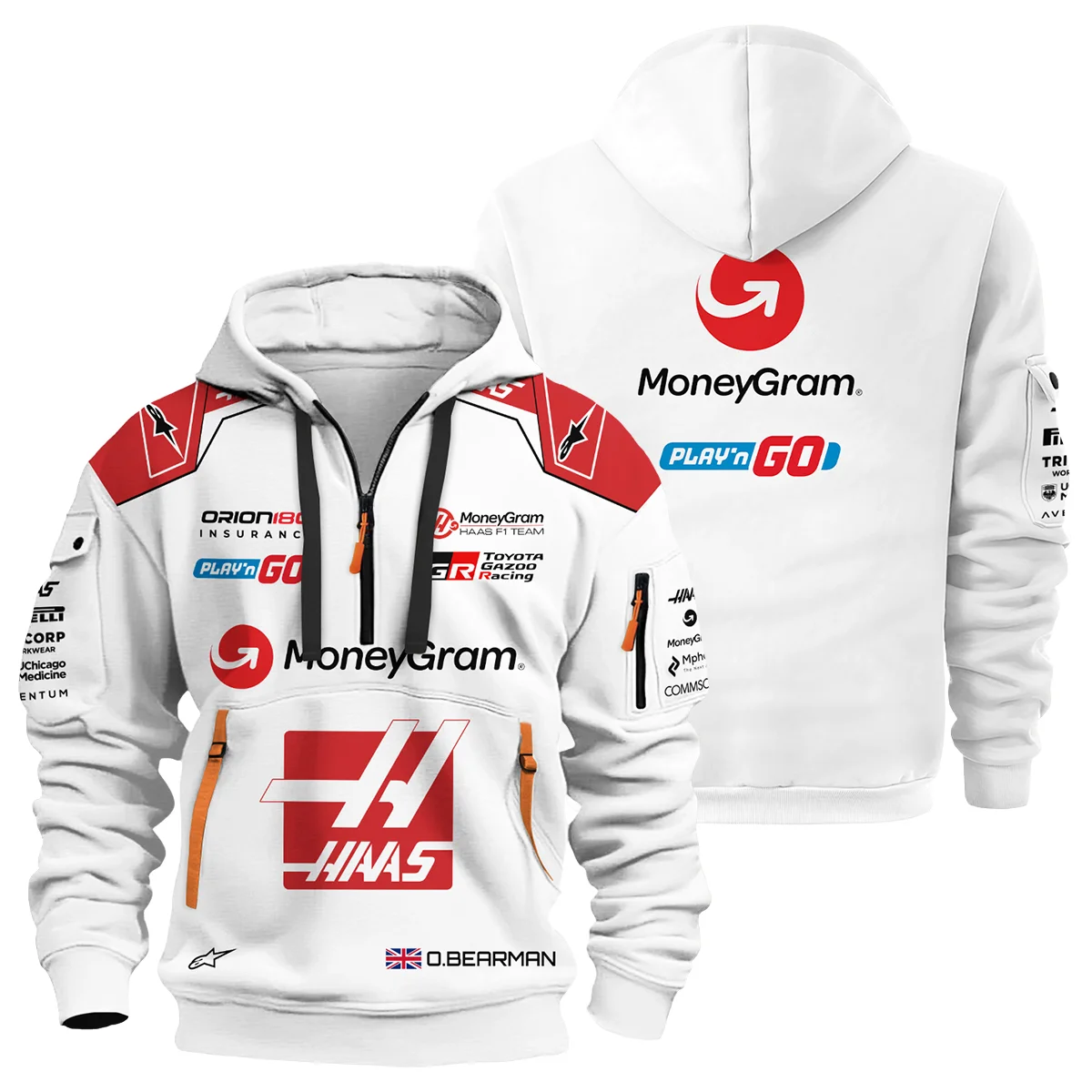 2025 Oliver Bearman Race Suit Haas F1 Team - Hoodie Half Zip BLOB151125A2HDF - F1 Fan Gear