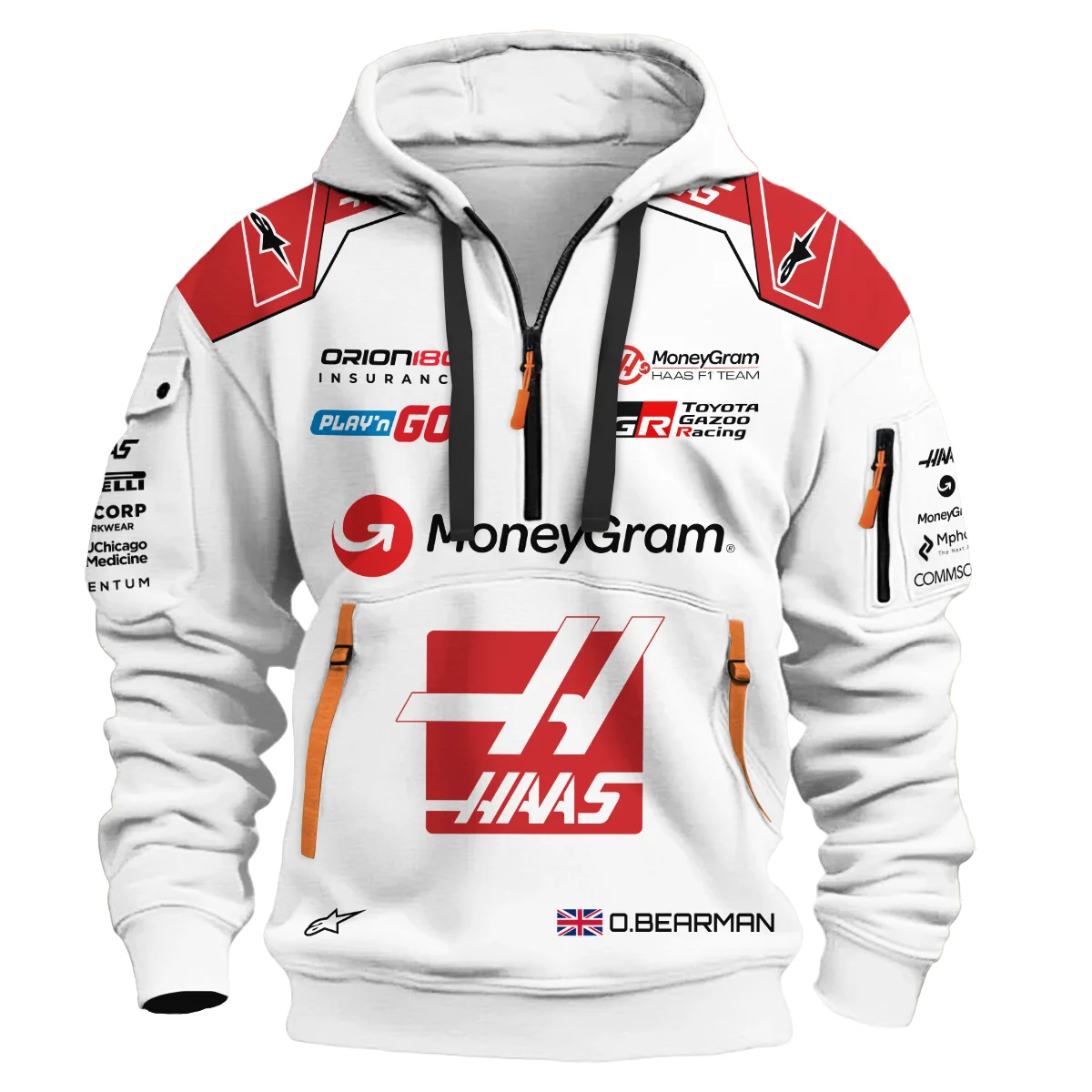 Alternative view of 2025 Oliver Bearman Race Suit Haas F1 Team - Hoodie Half Zip BLOB151125A2HDF - F1 Fan Gear