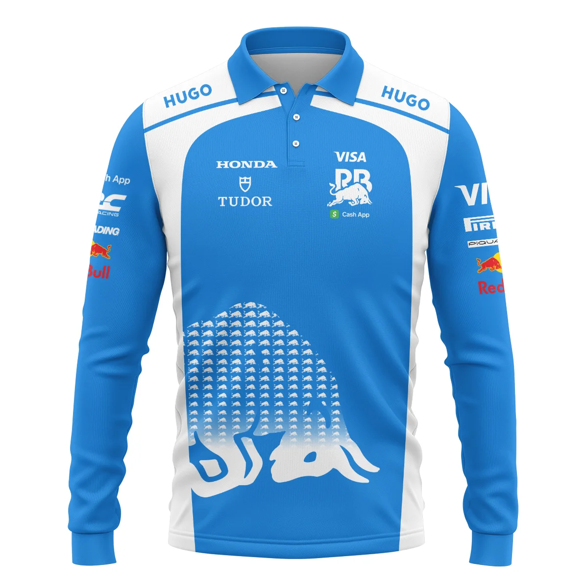 2025 Racing Bulls F1 Team Suit Long Polo Shirt BLVA110725A02RCBLPL - Image 2