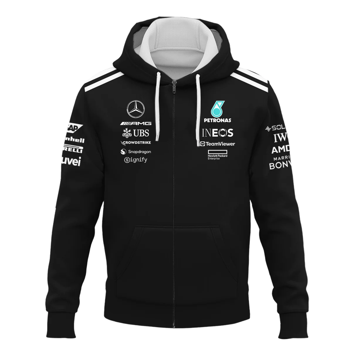 2025 Team Mercedes-AMG Petronas F1 Logo Zipper Hoodie BLMER6525A1ZHD - Image 2