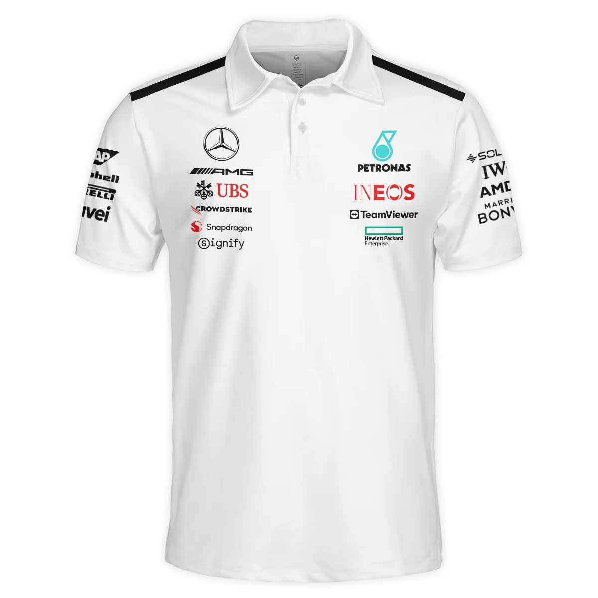 2025 Team Mercedes-AMG Petronas F1 Polo Shirt All Over Prints BLMER6525A2PL - Image 2