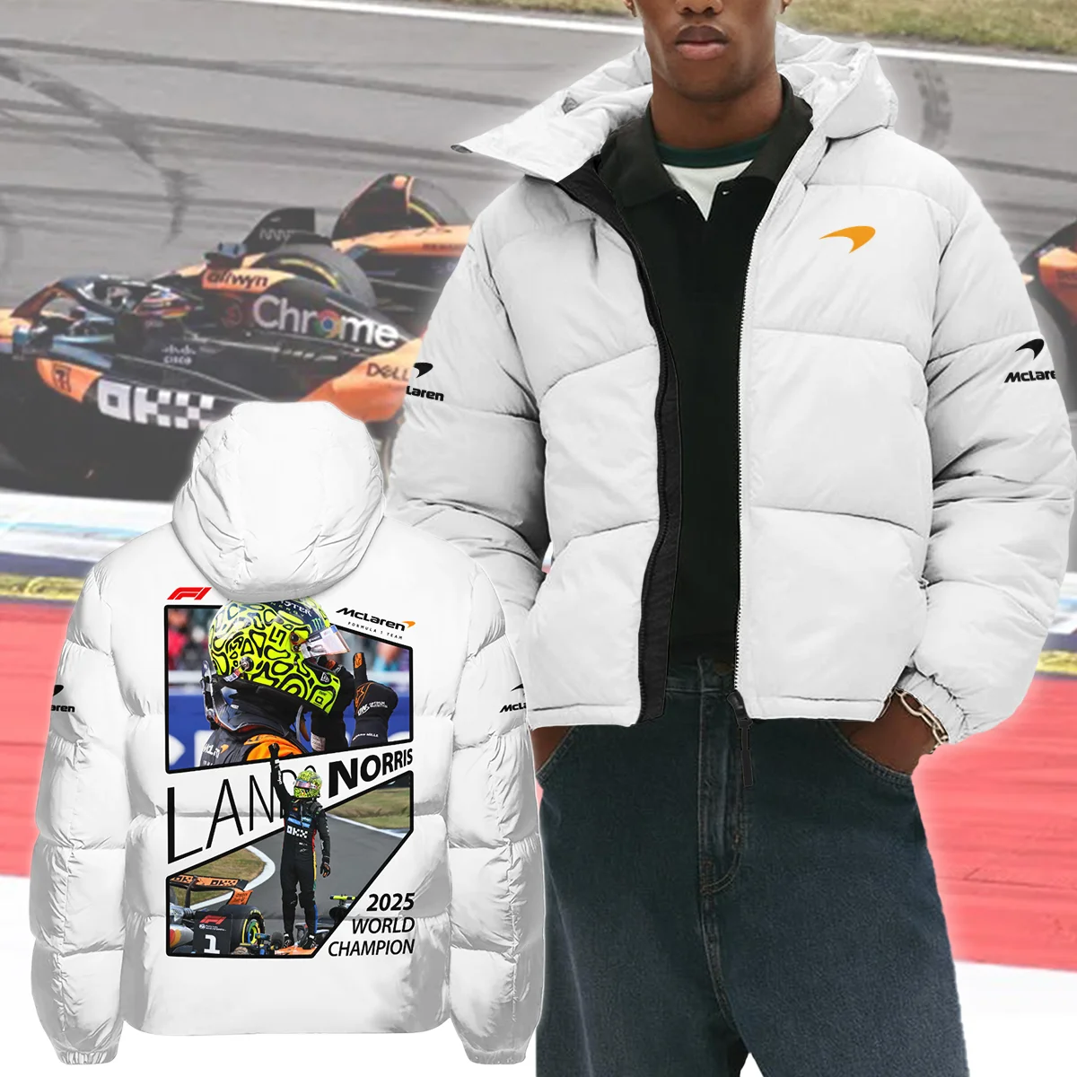 2025 WDC Lando Norris McLaren F1 Team Down & Puffer Jackets BLNRWDCA4HCJ - Image 4