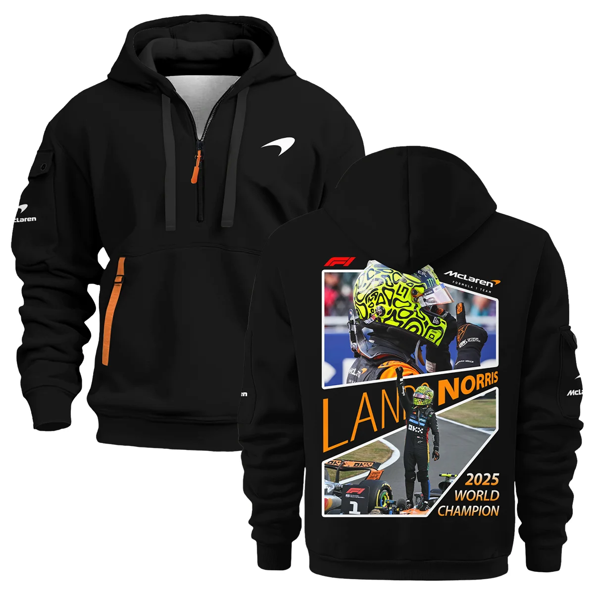2025 WDC Lando Norris McLaren F1 Team Hoodie Half Zip BLNRWDCA5HDF